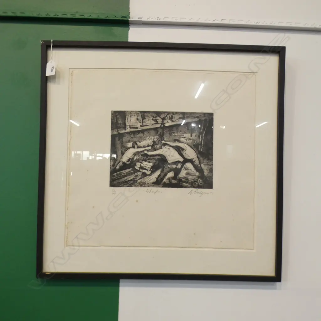ROY DALGARNO LITHOGRAPH 'WHARFIES' SIGNED 17/40 175x235mm Image 1++