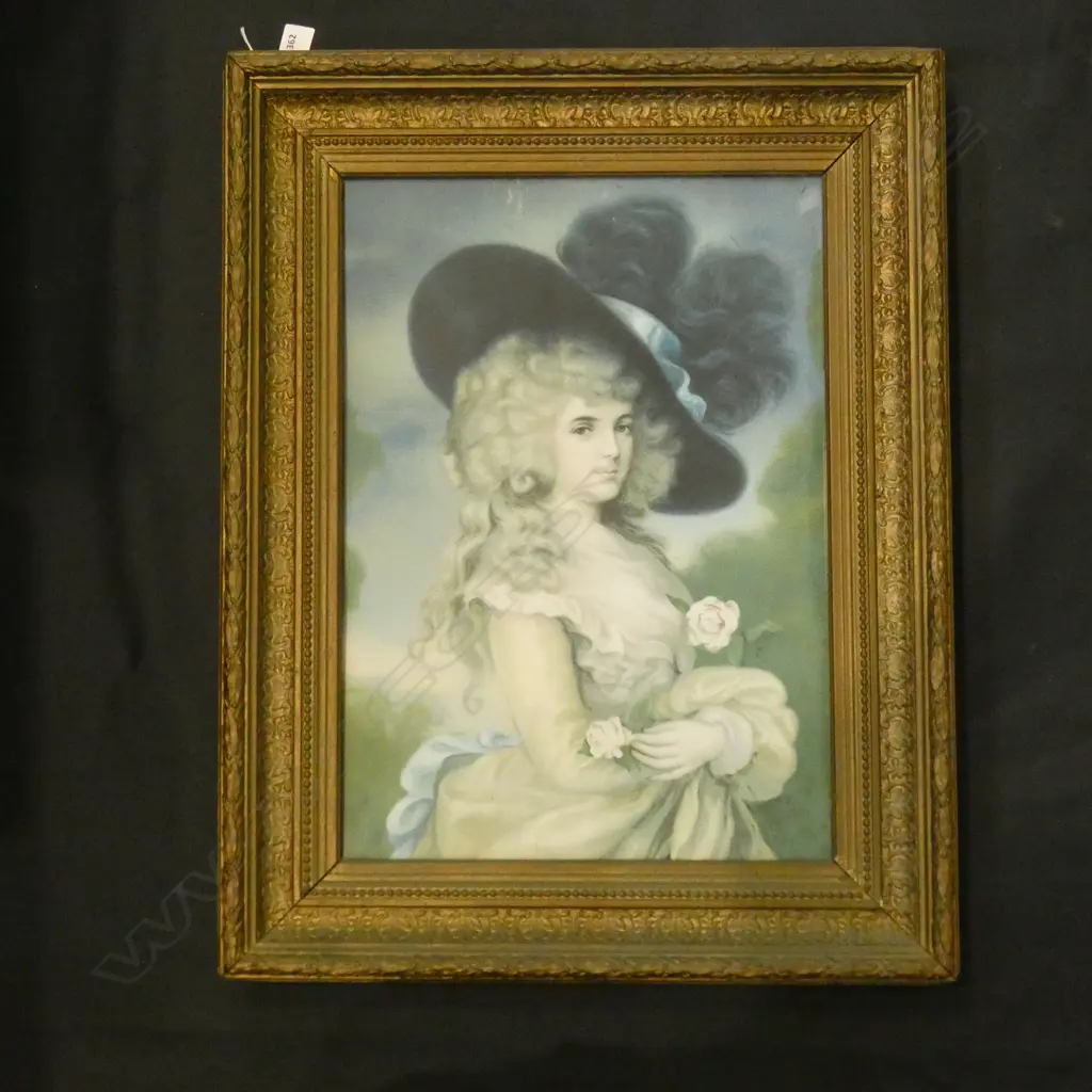 GAINSBOROUGH STYLE CHROMOLITHOGRAPH PRINT 520x365mm GILT FRAME Image 1++