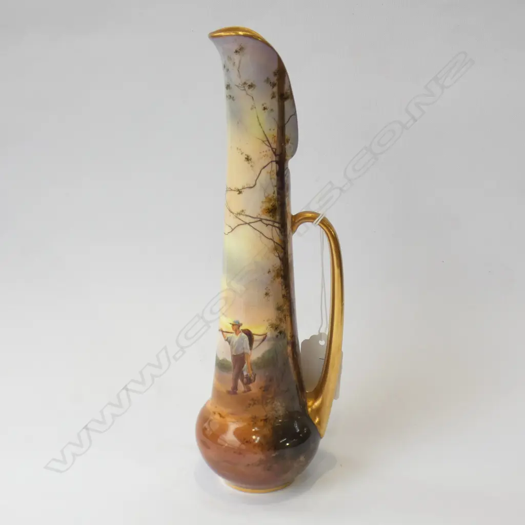 ROYAL DOULTON TALL EWER HANDPAINTED AND SIGNED BY H. ALLEN 240MM  AF TO HANDLE Image 1++