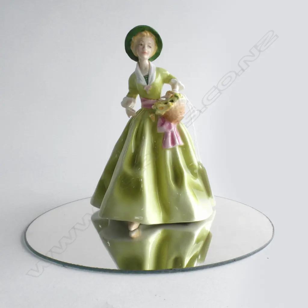 ROYAL WORCESTER FIGURINE 'SPRING MORN' H 175MM INC. GLASS MIRROR STAND DIA 220MM Image 1++