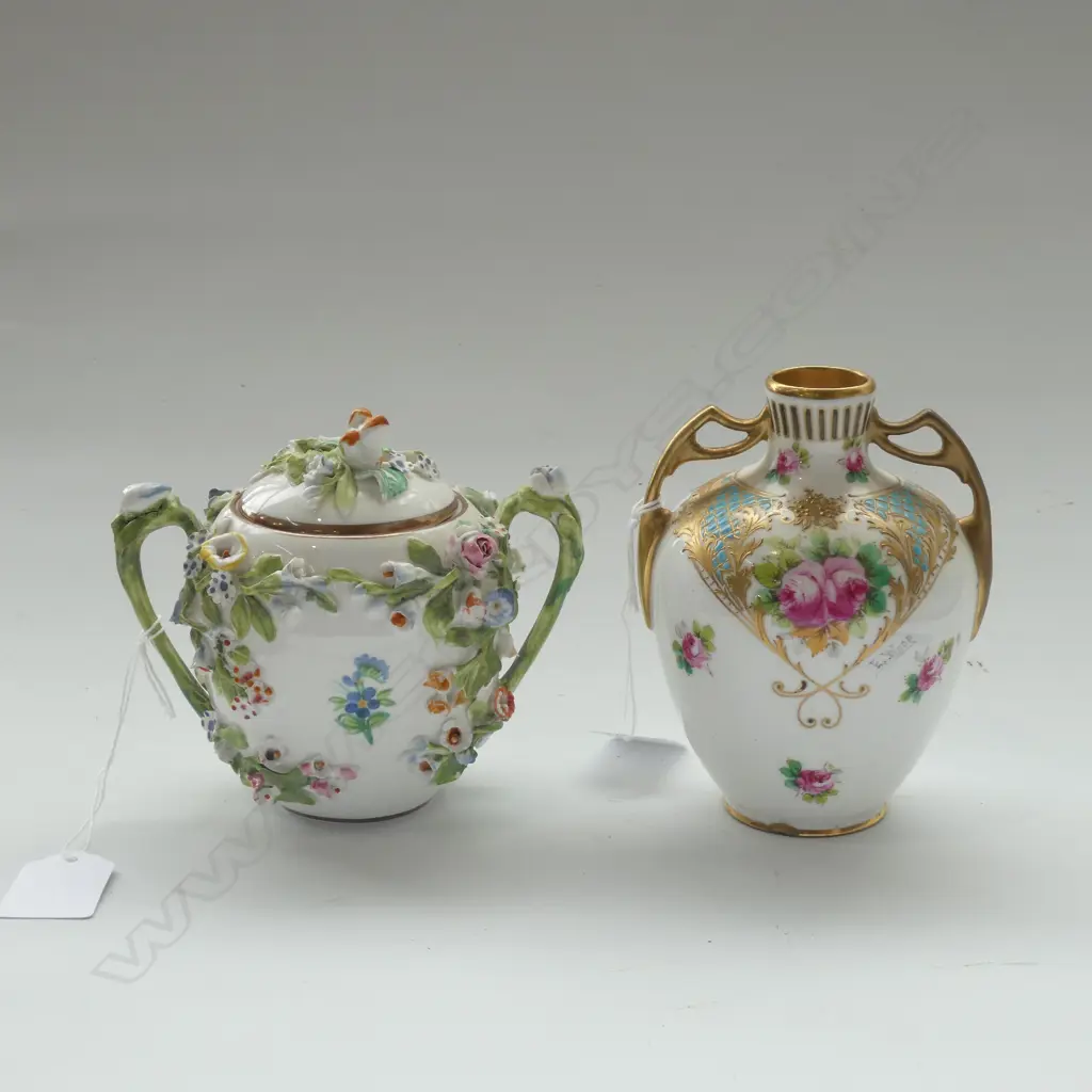 DOULTON VASE & ROCKINGHAM LIDDED JAR H.100mm Image 1++