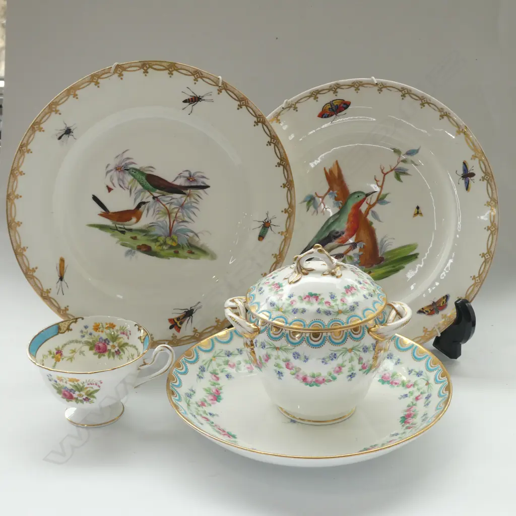 PR HAND FINISHED ANTIQUE PLATES + PLATE, SUGAR & SHELLEY CUP Image 1++