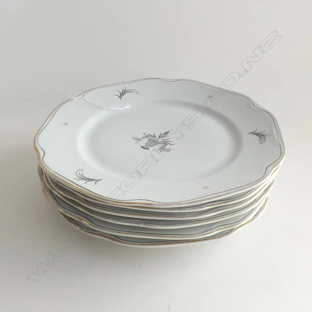 6 ANTIQUE SWEDISH PLATES BY ARABIA C1894 DIA 255MM Image 1++