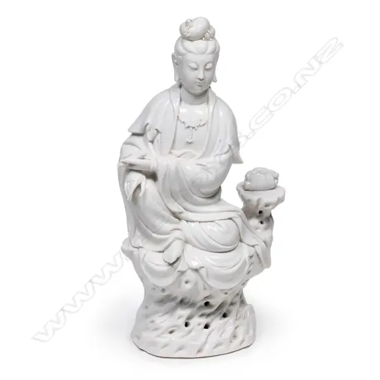 A Chinese blanc de chine porcelain figure of Kuanyin,