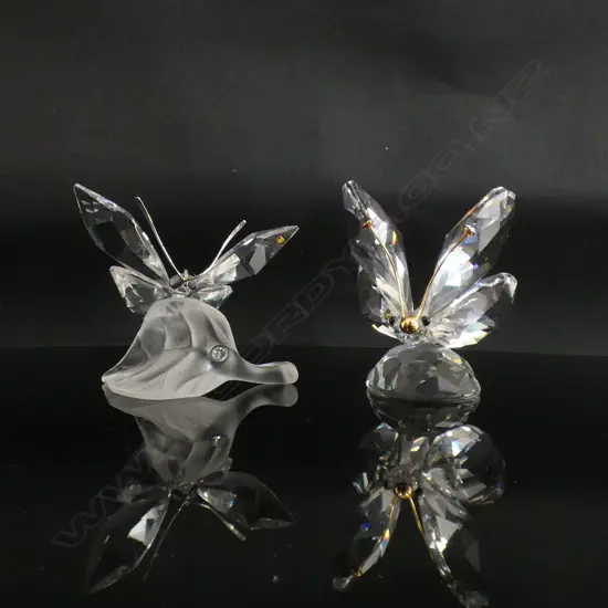 2 SWAROVSKI CRYSTAL BUTTERFLY'S (H 55MM) EACH IN ORIGINAL BOX
