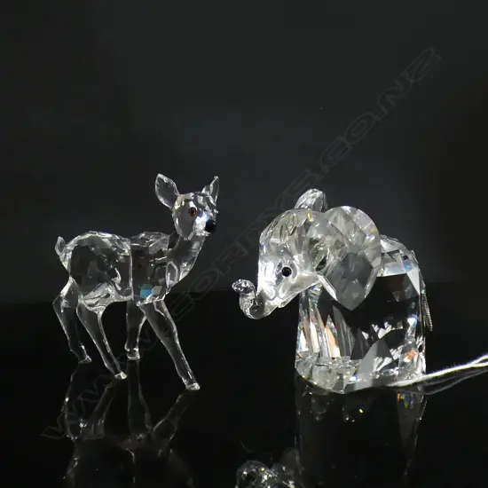 SWAROVSKI CRYSTAL ELEPHANT (H57MM) & DEER (H65MM) BOTH IN ORIGINAL BOXES