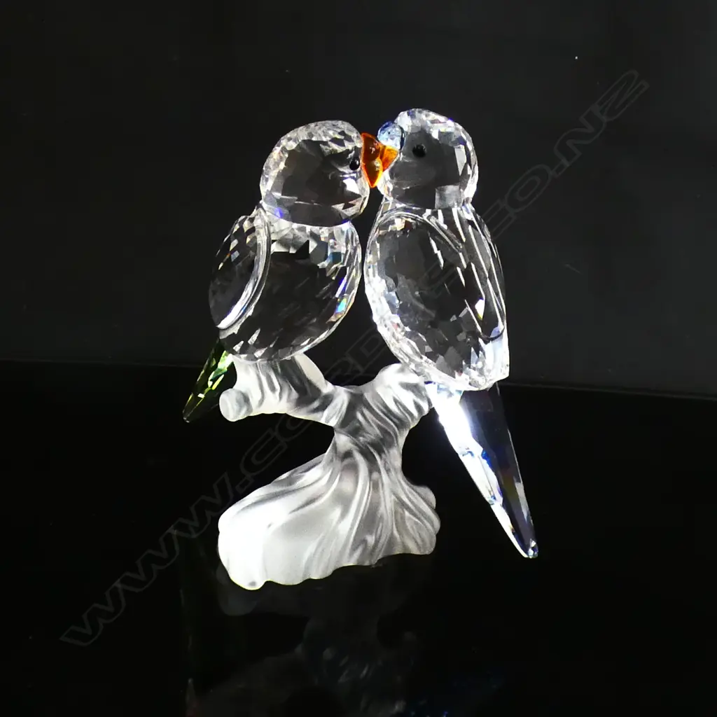 SWAROVSKI CRYSTAL PR LOVEBIRDS ON BRANCH H80MM IN ORIGINAL BOX W SLEEVE  Image 1++