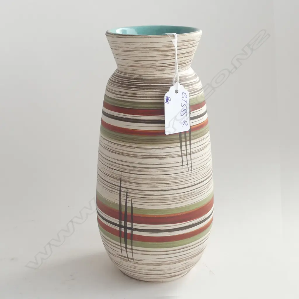WEST GERMAN RETRO CERAMIC VASE MATT STRIPES H.205mm Image 1++