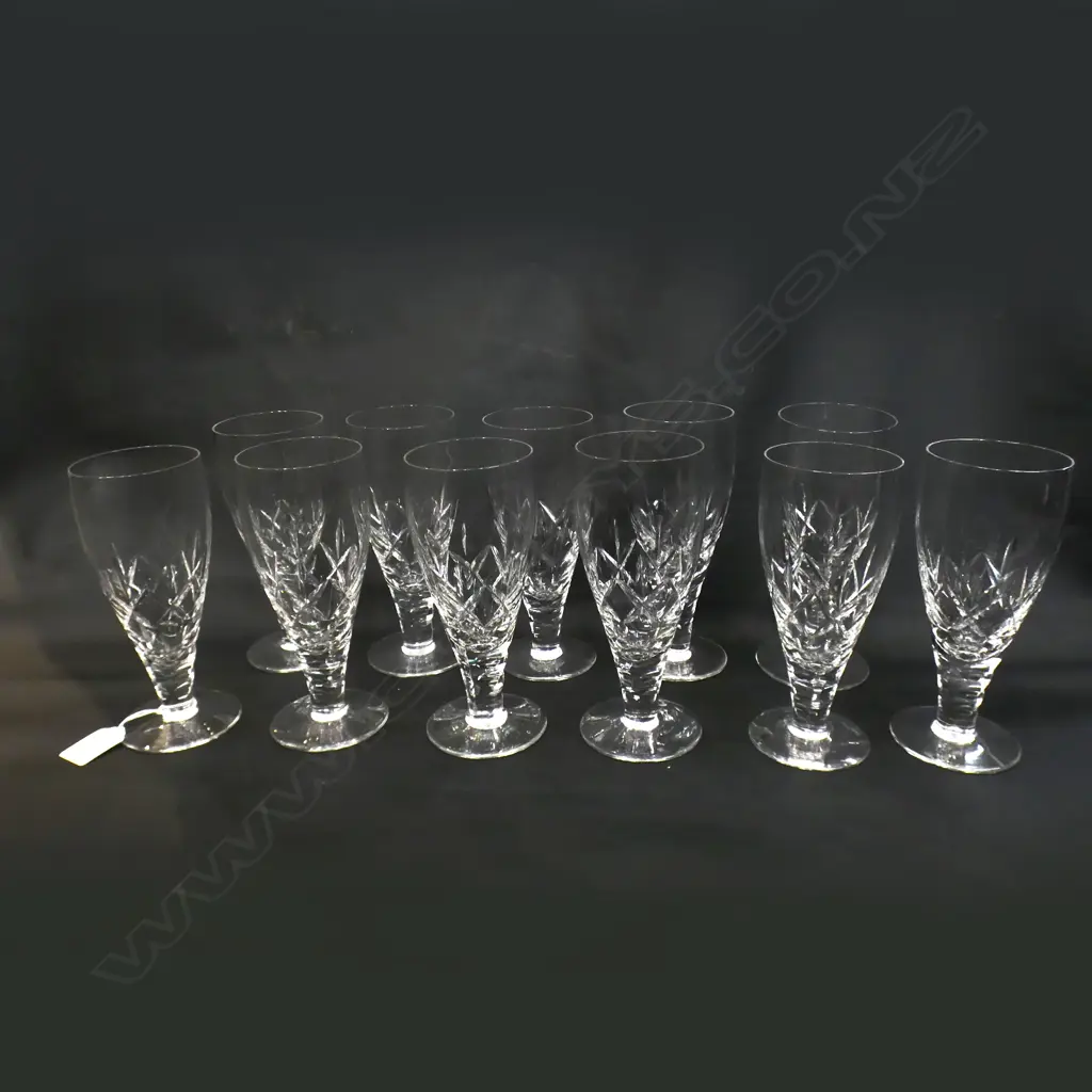 SET OF 11 STUART CRYSTAL CHAMPAGNE GLASSES H.170mm Image 1++