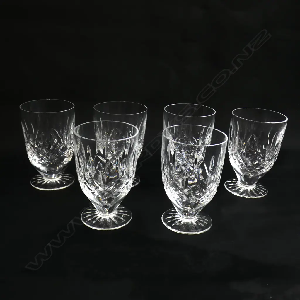 6 WATERFORD LISMORE STEMMED TUMBLERS H.100mm Image 1++