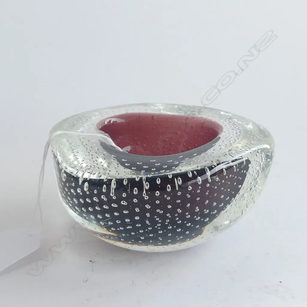 MURANO GLASS TRI-FORM DISH THICK SOMMERSO WALL Dia.100mm Image 1++