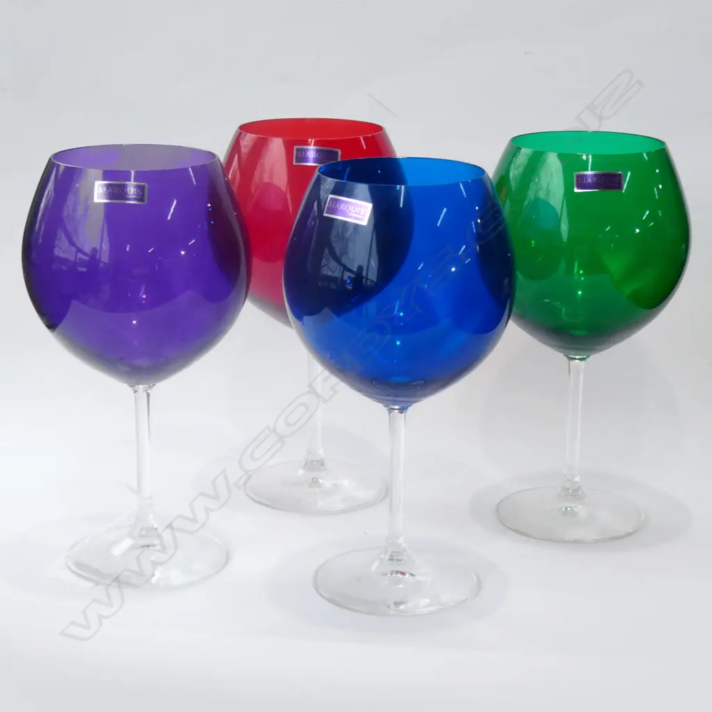4 MARQUIS BY WATERFORD COLOURED WINE GLASSES H.220mm Image 1++