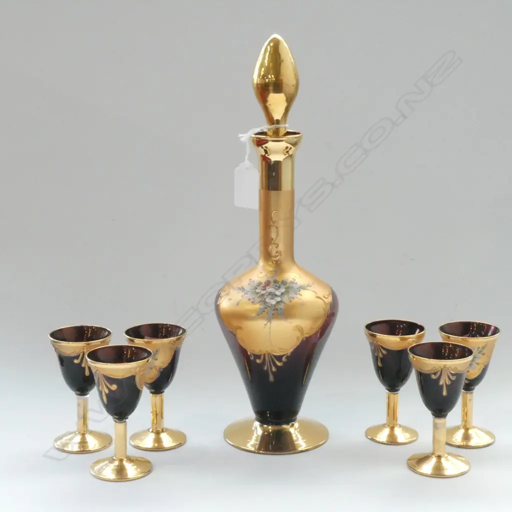 VENETIAN DECANTER H.320mm & 6 GLASSES Image 1++