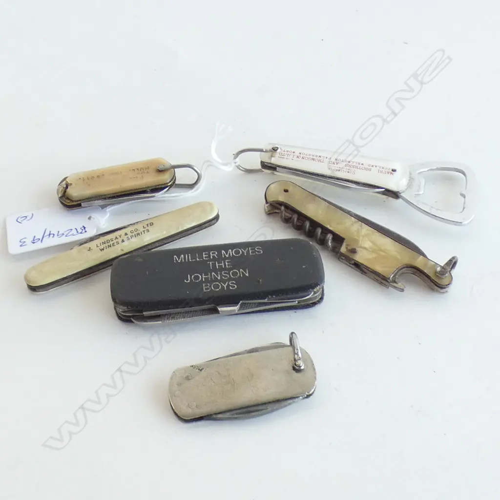 6 OLD ADVERTISING POCKET KNIVES MOSTLY N.Z Image 1++