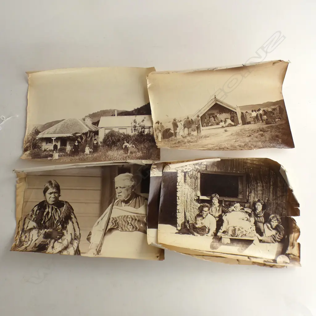 6 VINTAGE REPRINT 19thC PHOTOS MAORI FAMILY GROUPS some faults 200x270mm approx Image 1++