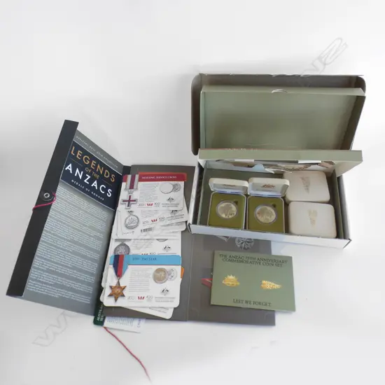 2 NZ ANZAC COIN SETS. 2017 LEGENDS + 1990 75TH ANNIV.