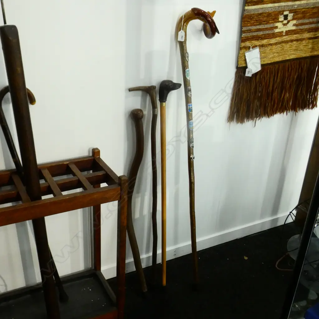 4 ASST. WALKING STICKS; 1 w. STG BAND Image 1++