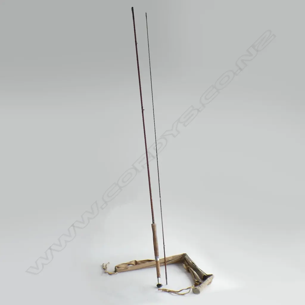 JS SHARPE (ABRDN) 'THE BELMONT' SPLIT CANE ROD 2 PCE IN CANVAS COVER. Image 1++