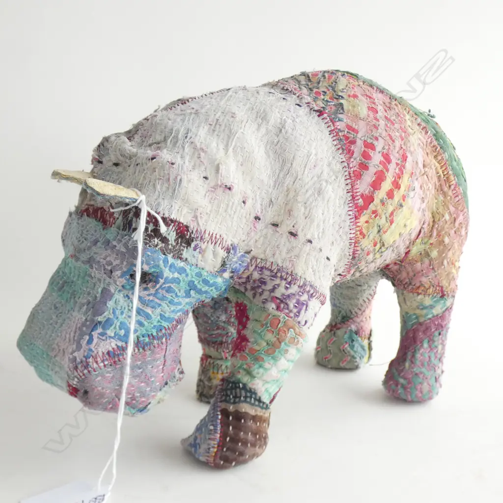 OLD STICHED RAG COVERED HIPPOPOTAMUS L.280mm Image 1++