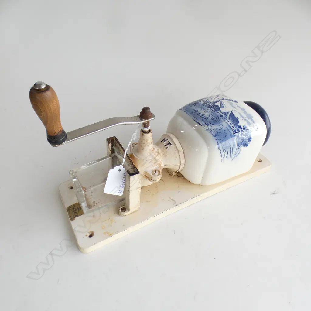 VINTAGE CROSSER WEST GERMAN BLUE & WHITE WALL COFFEE GRINDER H 320MM Image 1++