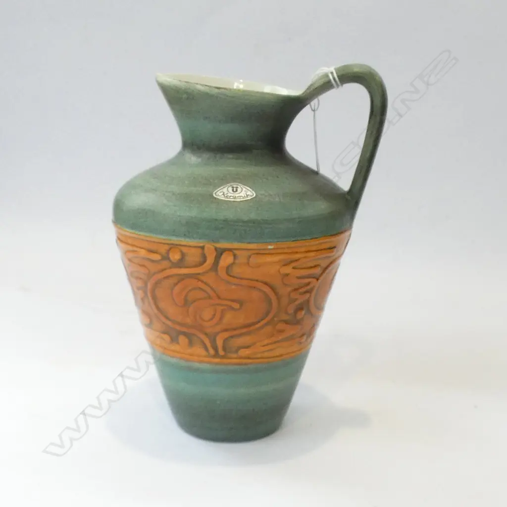 MID CENTURY WEST GERMAN JUG (H200MM) & KOOKABURRA TROUGH VASE (L 275MM) Image 1++