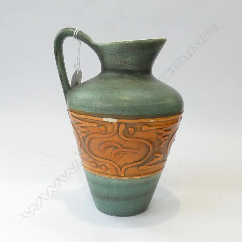 MID CENTURY WEST GERMAN JUG (H200MM) & KOOKABURRA TROUGH VASE (L 275MM) Image 1++