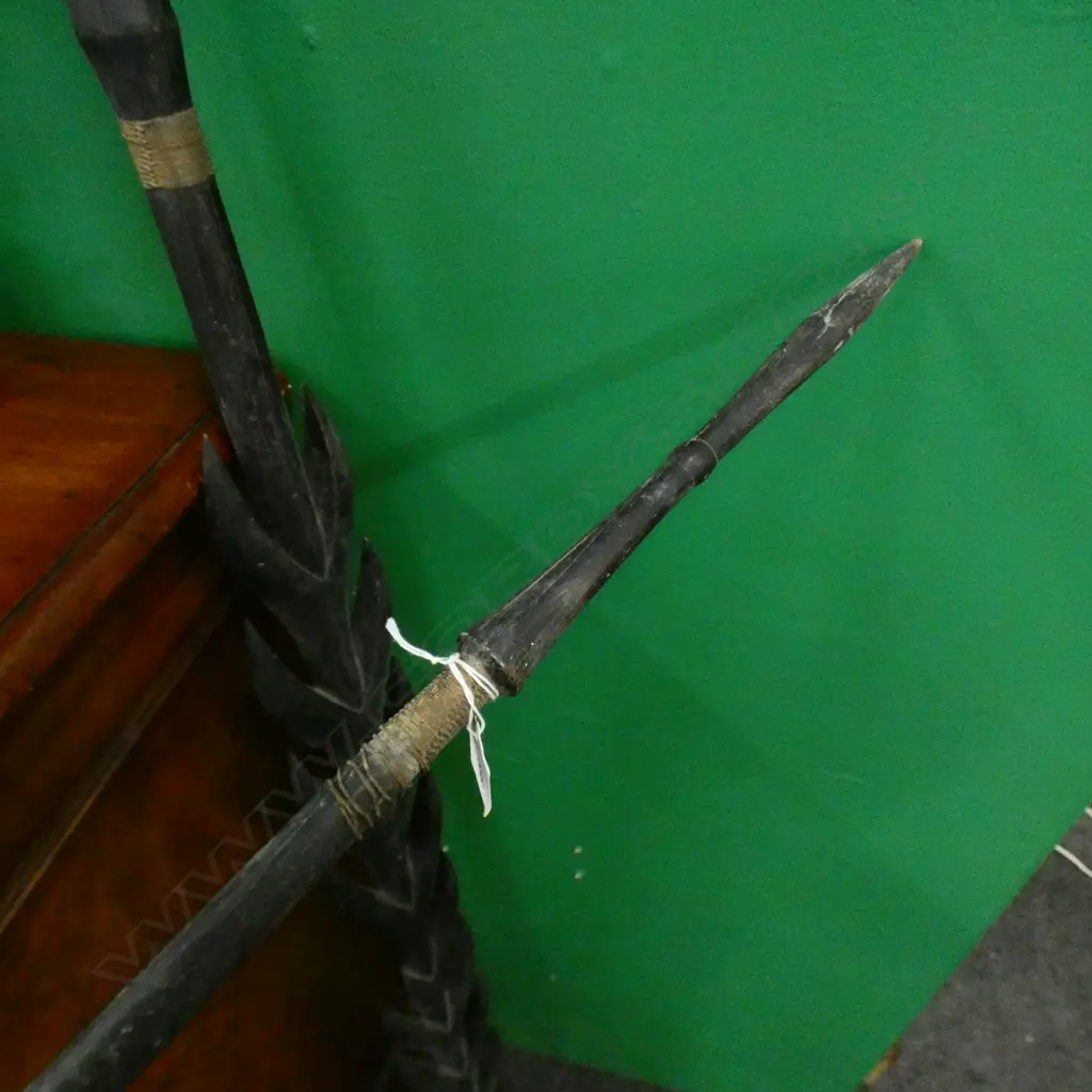 SOLOMON RENNELL ISLANDS WOODEN SPEAR (IN TWO PIECES)... Image 1++