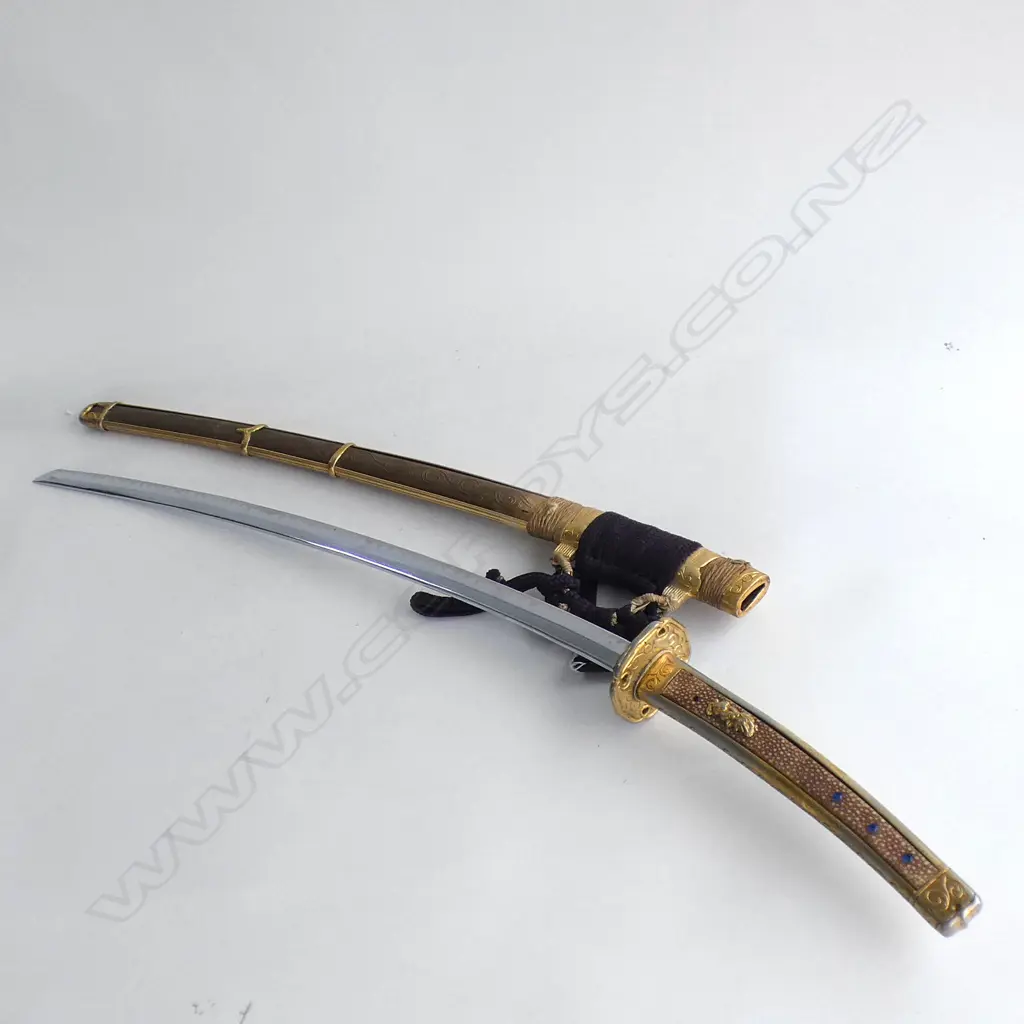 JAPANESE 20THC TACHI SWORD GILT FITTINGS L.1015MM OA Image 1++
