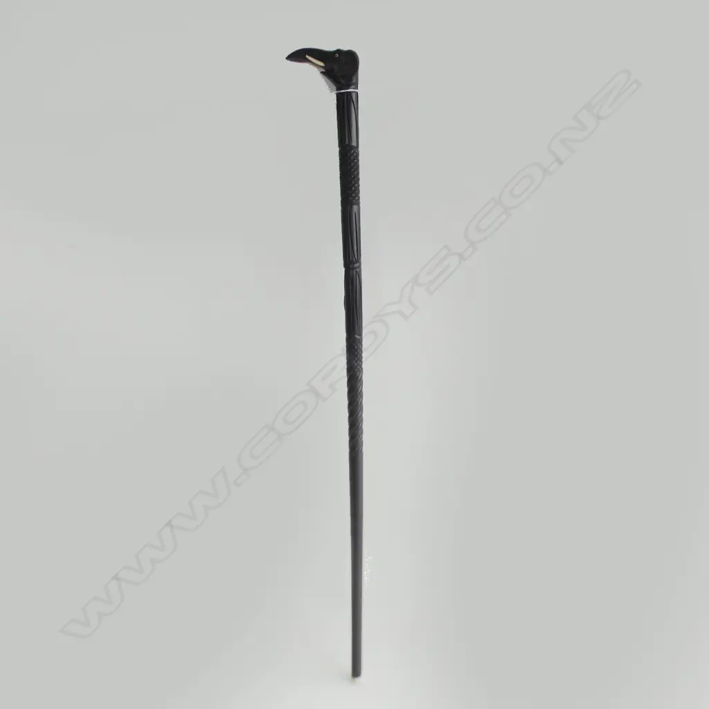 ANTIQUE HARDWOOD CARVED ELEPHANT WALKING STICK, L. 910mm Image 1++