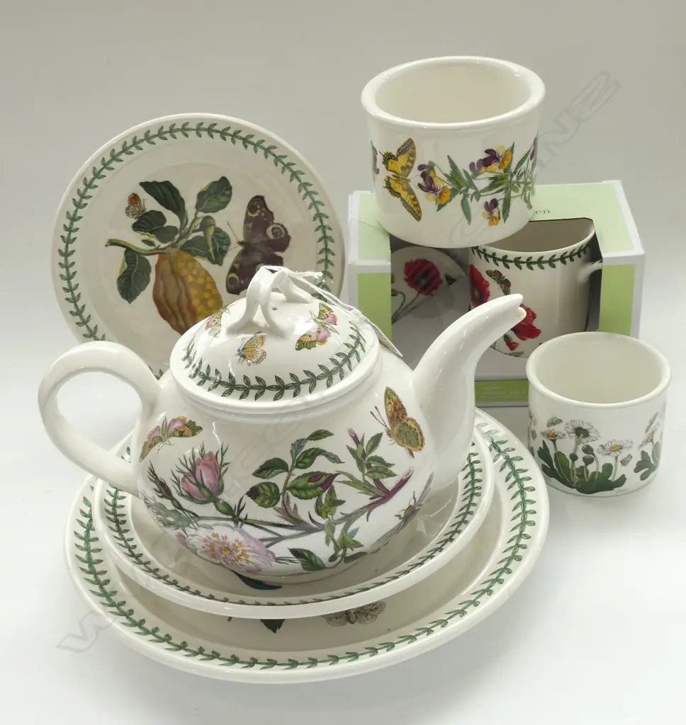 7 PCES ASST. PORTMEIRION; TEA POT, PLATES ETC Image 1++