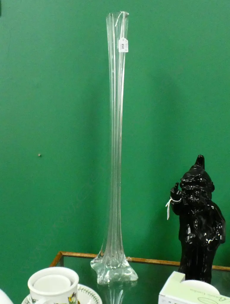 TALL EDWARDIAN GLASS SPECIMAN VASE SQUARE TAPERED H.700mm Image 1++