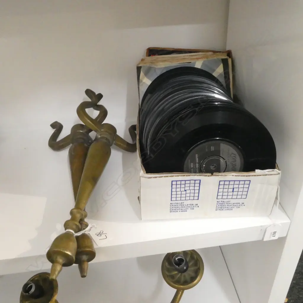 BOX LOT  45s RECORDS + PR BRASS FIRE DOGS Image 1++
