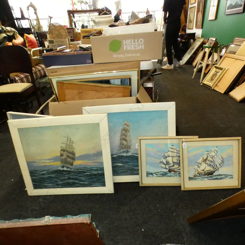 5 SAILBOAT ARTWORKS; 3x PAINT BY NUMBERS + PR LARGE OIL ON CANVAS 430X485mm  Image 1++
