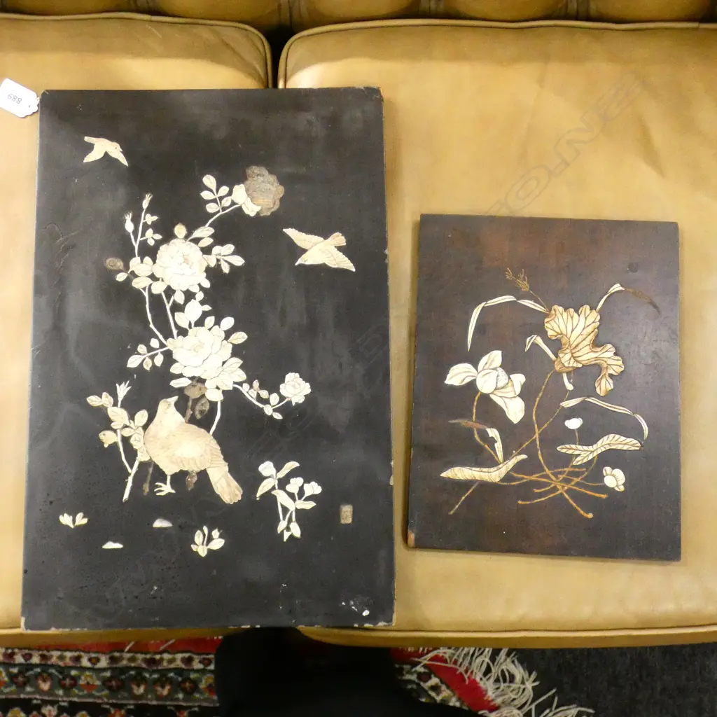 2 INLAID ORIENTAL PANELS AF 435x280mm Image 1++