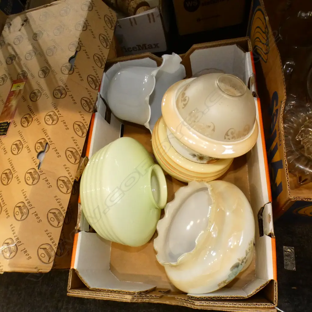 BOX LOT VINTAGE LIGHT SHADES Image 1++