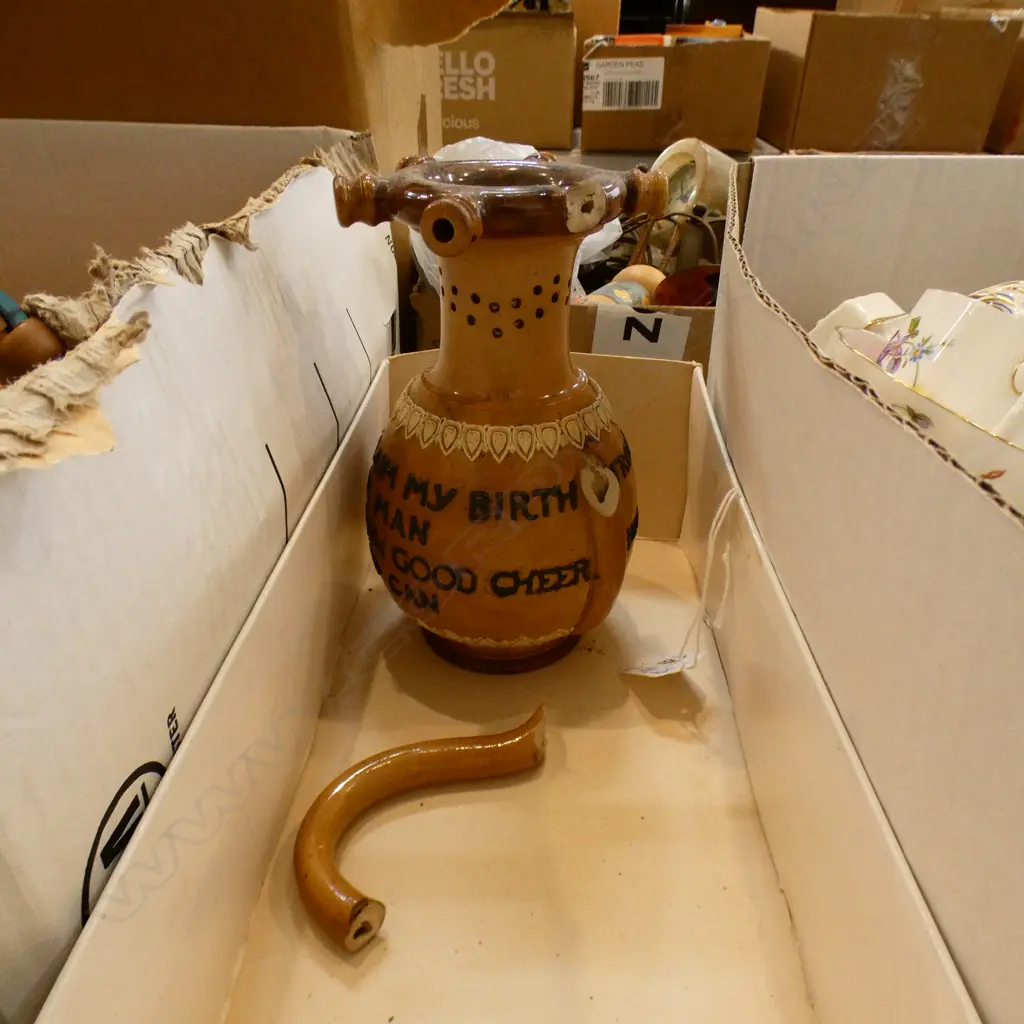 RARE DOULTON LAMBETH PUZZLE JUG "FROM MOTHER EARTH I CLAIM MY BIRTH.... INSCRIPTION AF 180MM HIGH  Image 1++