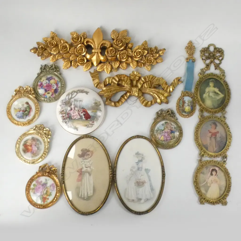 BOX ASST SM GILT FRAMES & VINTAGE PICTURES ETC.. Image 1++