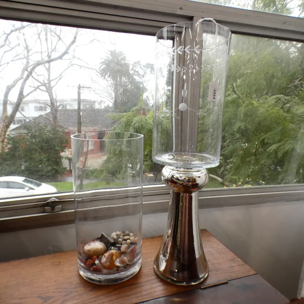 2 TALL GLASS VASES H490mm Image 1++