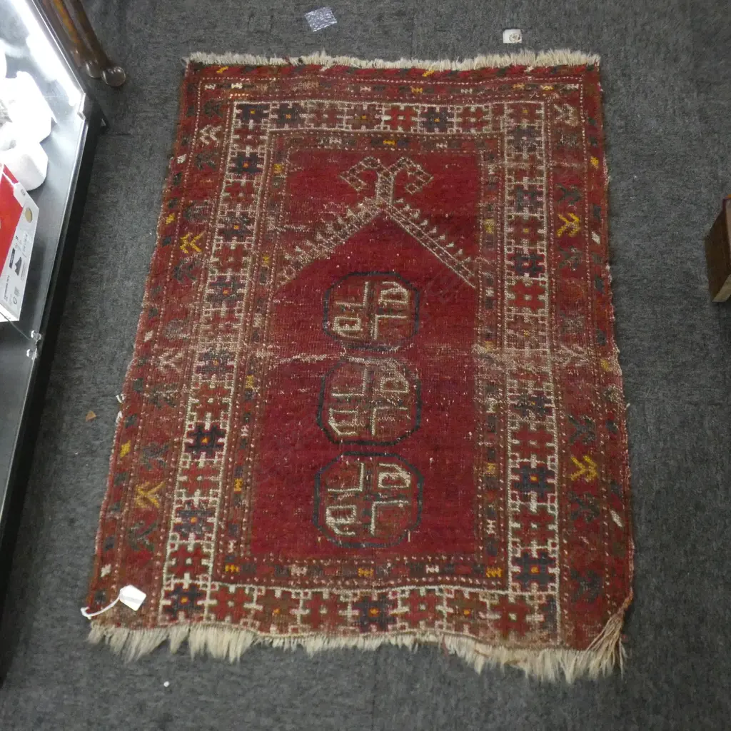 HAND KNOTTED ALL WOOL RUG 1000x770mm Image 1++