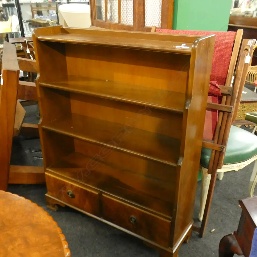 STEP DOWN MAHOGANY BOOKCASE 4 SHELF / 2 DRAWER H.1100mm Image 1++