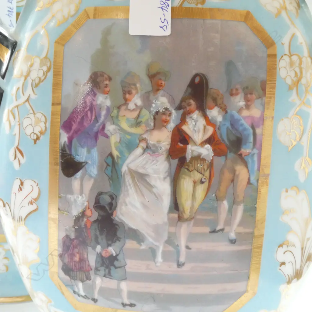 PAIR LATE 19THC OPEN TOPPED VASES BOTH WITH HANDHIGHLIGHTED VIGNETTES NAPOLEONIC PERIOD SCENES  330MM H 290MM W Image 1++