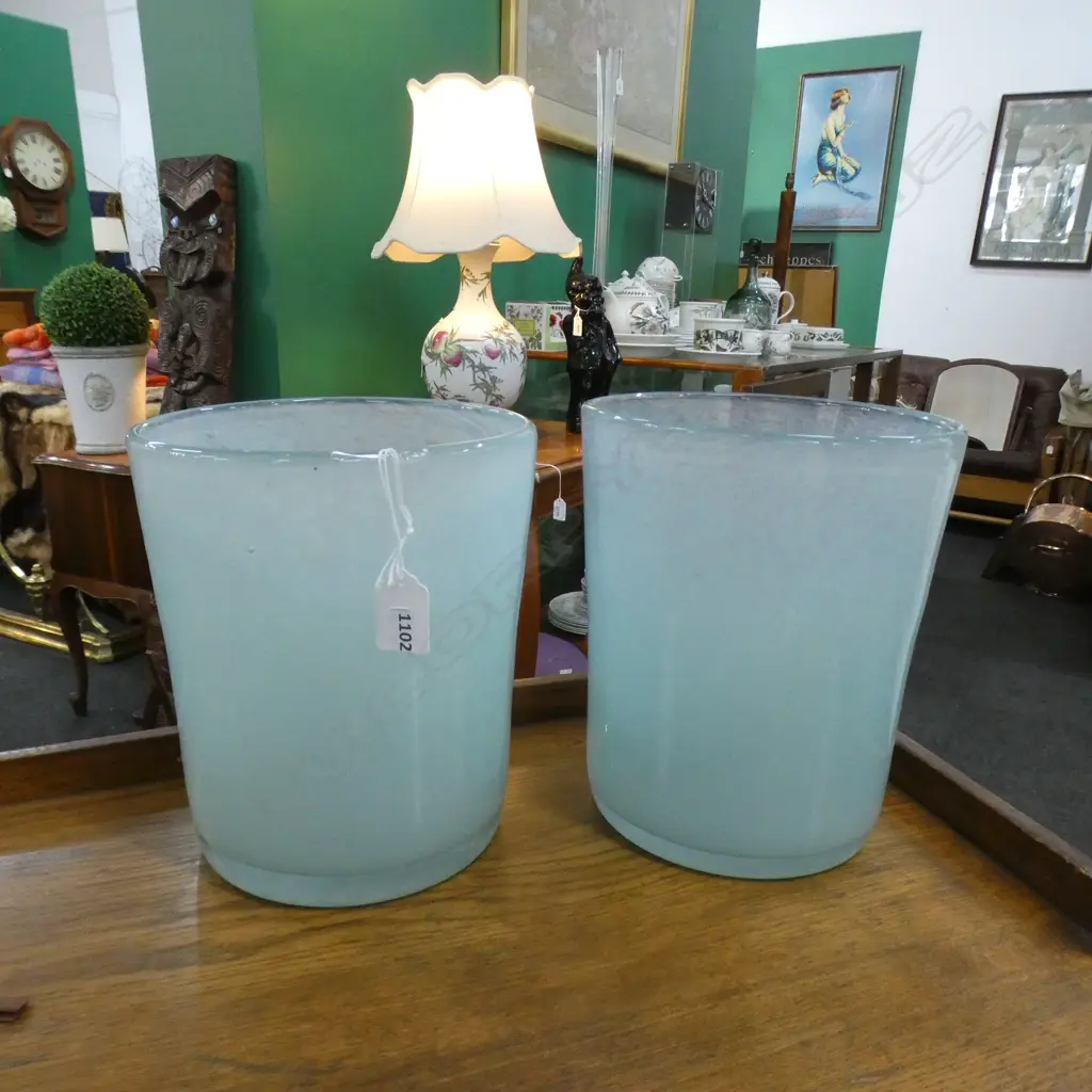 PR LARGE GREEN GLASS VASES H.220mm Image 1++
