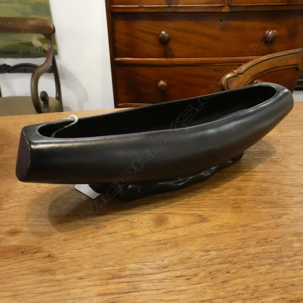 BLACK CROWN LYNN TROUGH VASE Image 1++