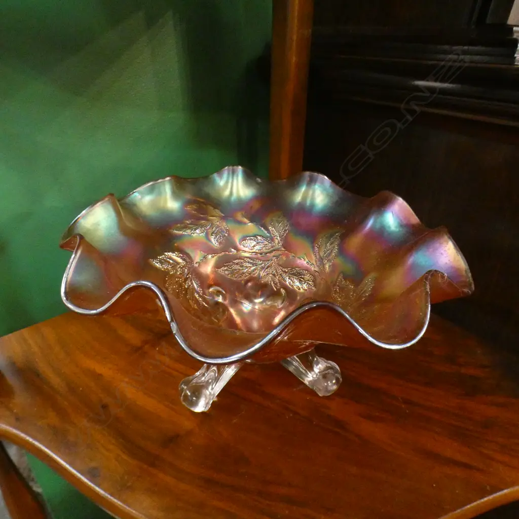 8 PCES ORANGE CARNIVAL GLASS + PURPLE JUG H.250mm & PIG Image 1++