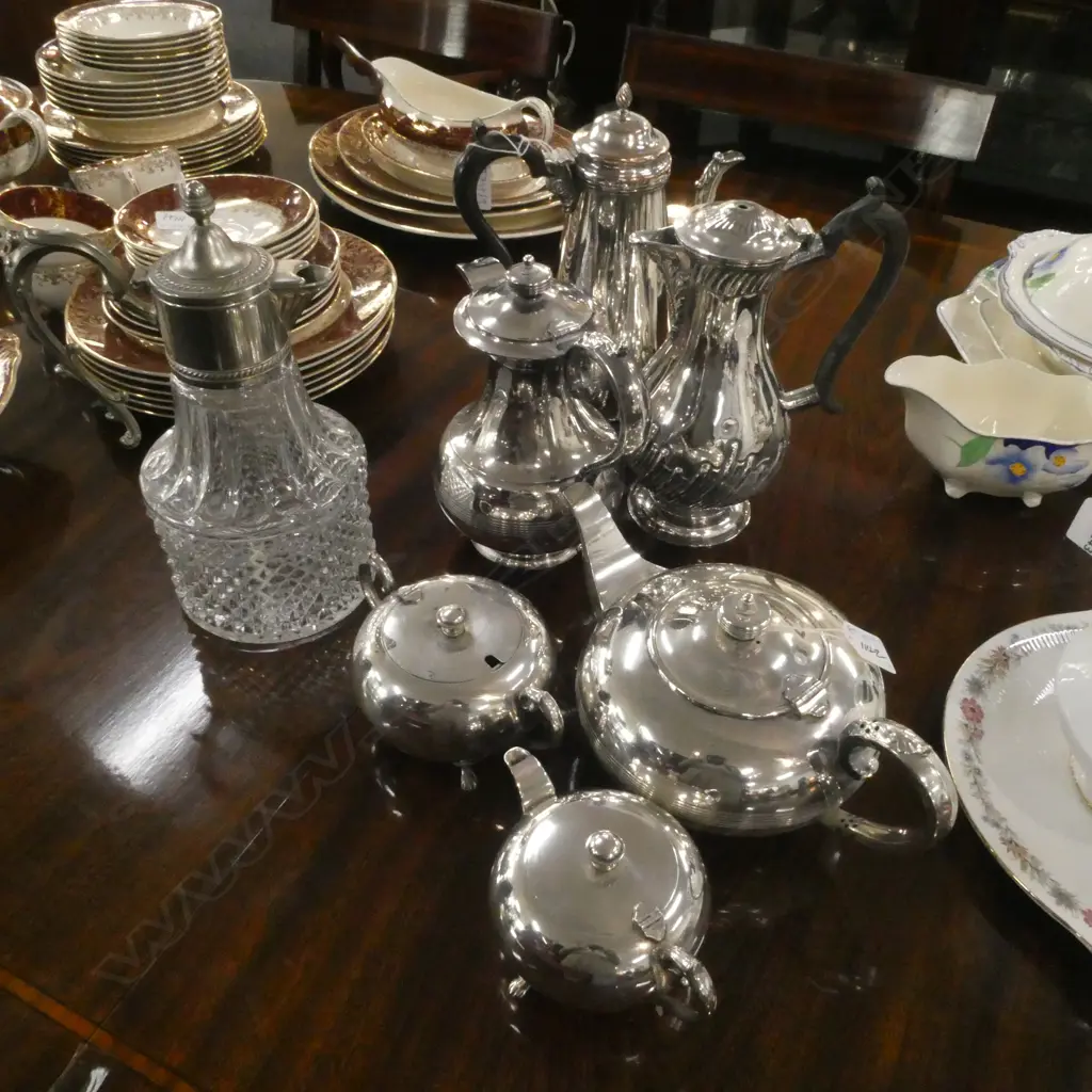 3 PCE EP TEA SERVICE, 2 COFFEE POTS, CLARET JUG, HOT WATER JUG  Image 1++