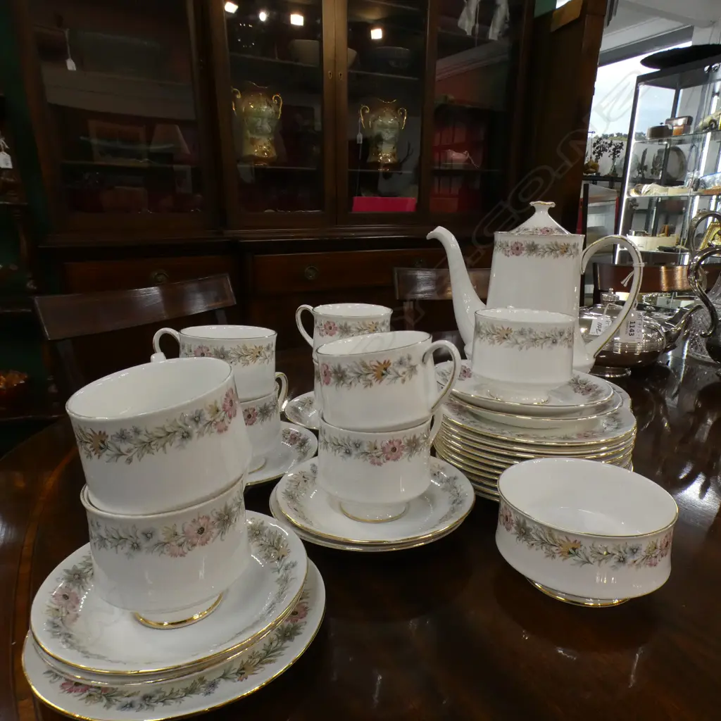 PARAGON 'BELINDA' COFFEE SERVICE; LG COFFEE POT, CAKE PLATE, 9 CUPS, 8 SAUCERS, 10 PLATES, SUGAR BOWL Image 1++