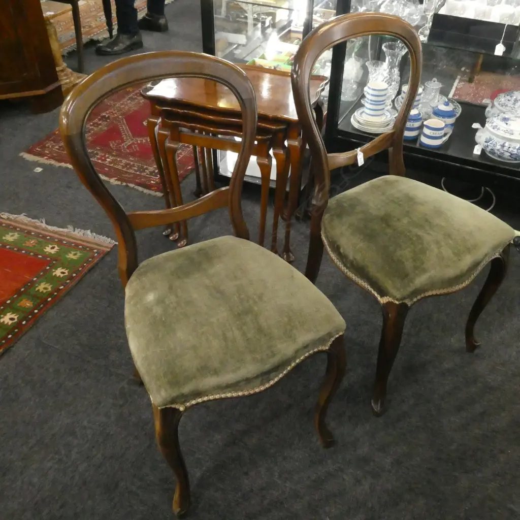 PR QUEEN ANNE STYLE MAHOGANY BALLOON BACK CHAIRS Image 1++