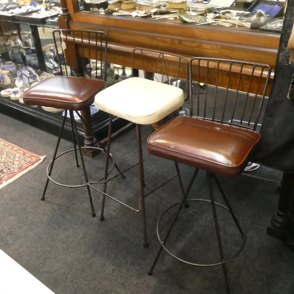 3 RETRO KITCHEN BAR STOOLS; PR + OTHER Image 1++