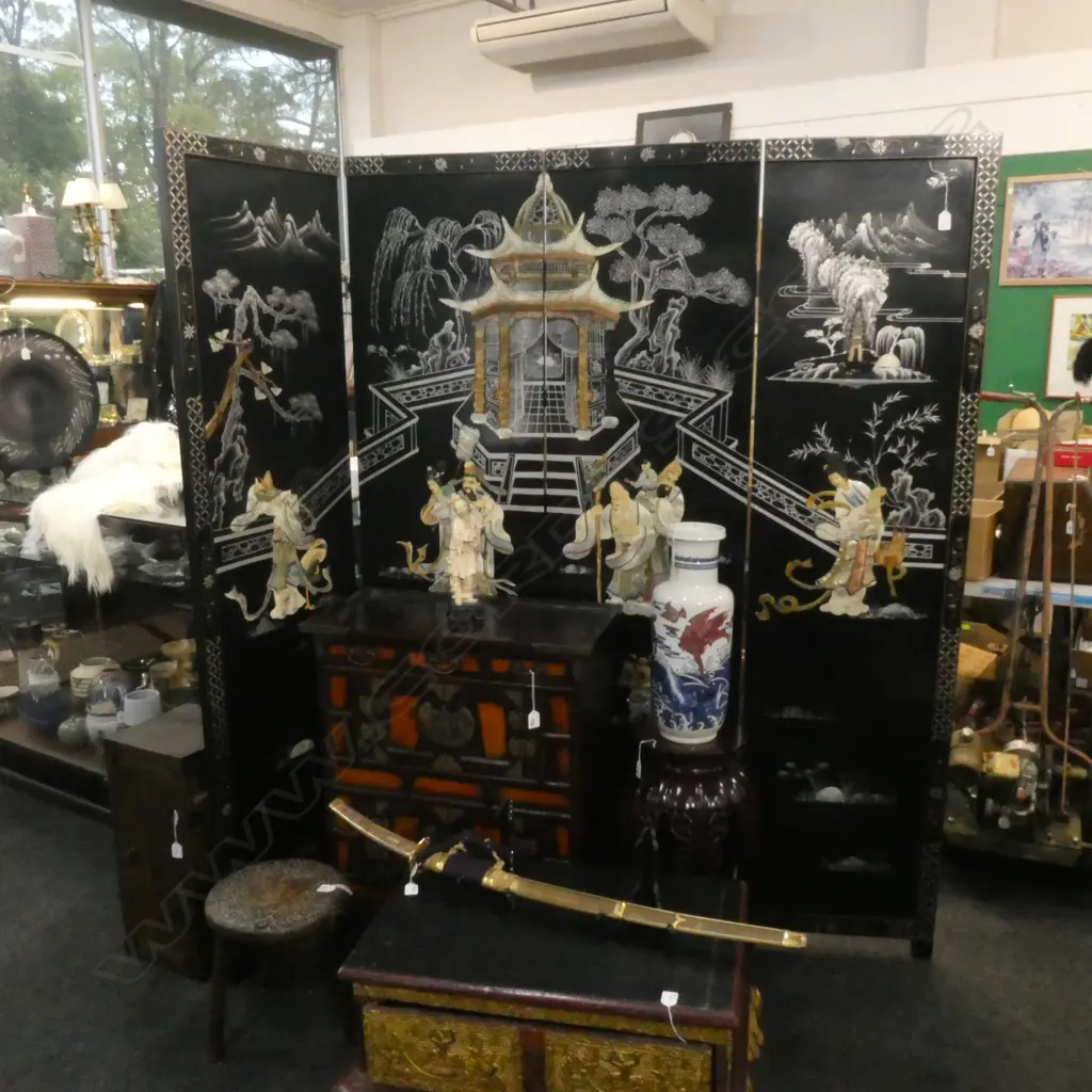 PR BLACK LAQUER ORIENTAL SCREENS H.1830mm W.460mm Image 1++