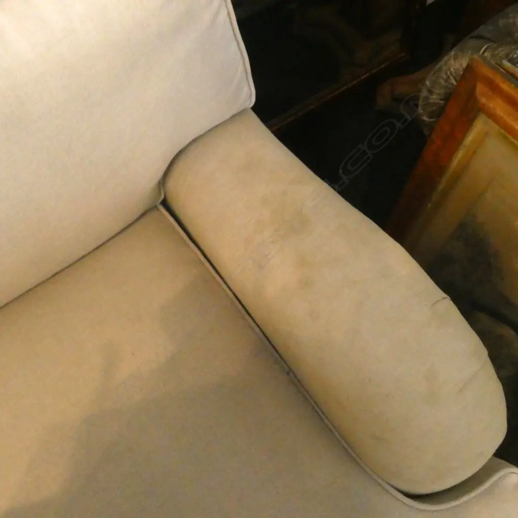 LARGE ROLL ARM LINEN ARCHAIR SOME MARKS Image 1++